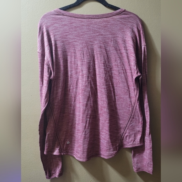 GUC Lululemon Athletica Lost in Pace Long Sleeve Heathered Deep Rouge Size 12 - Picture 7 of 14